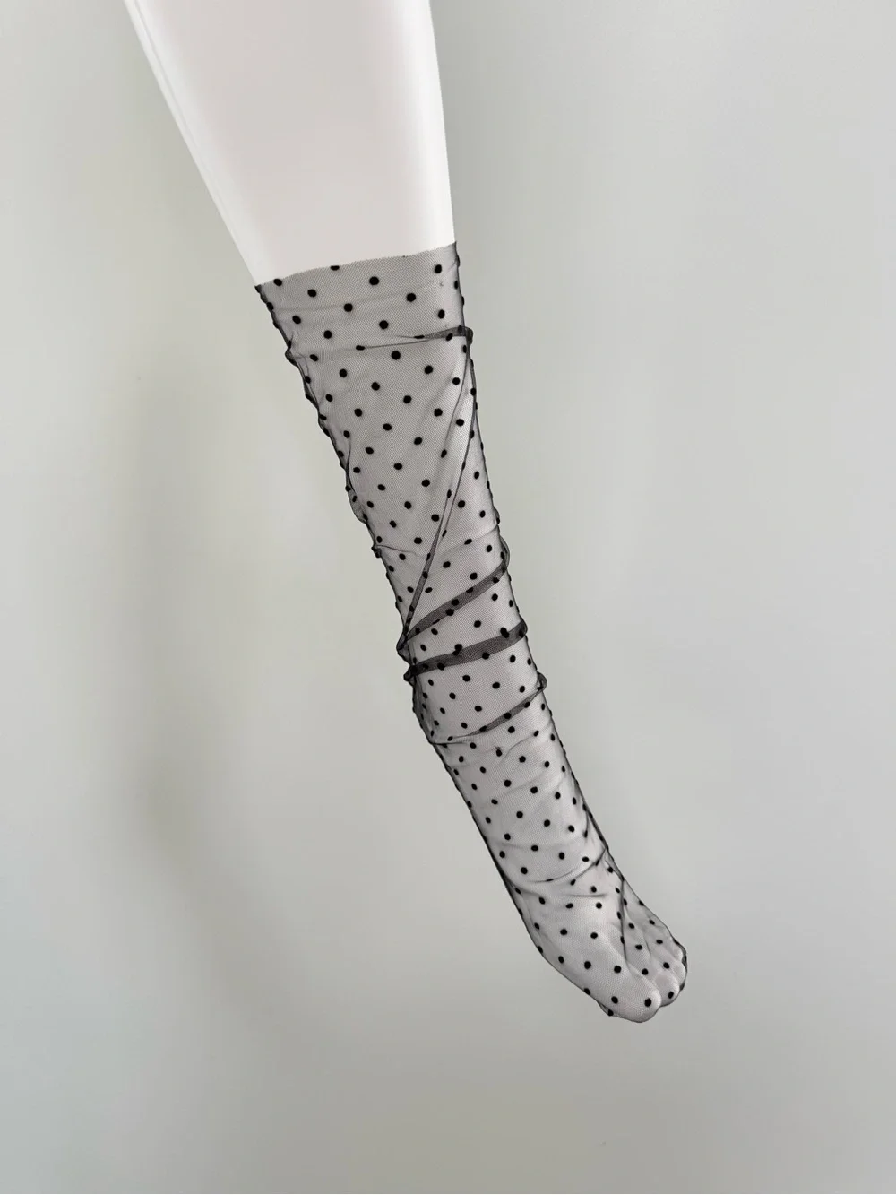 Sheer Polka Dot Sock - Black Dot